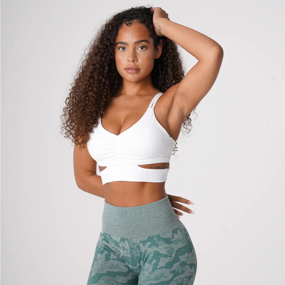 NVGTN white Revolve sports bra